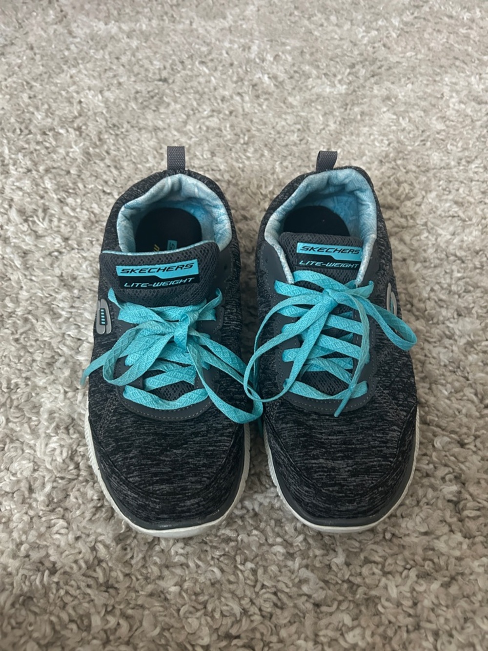 Skechers Black Sneakers with Teal Laces